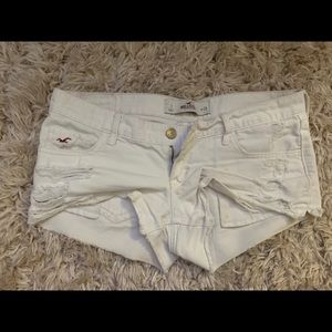 Hollister white jean shorts ripped